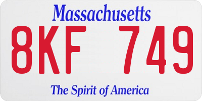 MA license plate 8KF749