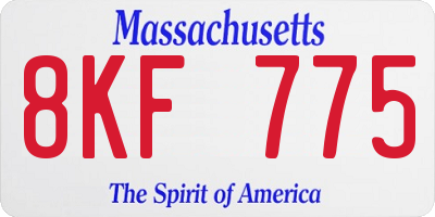 MA license plate 8KF775