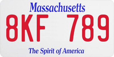 MA license plate 8KF789