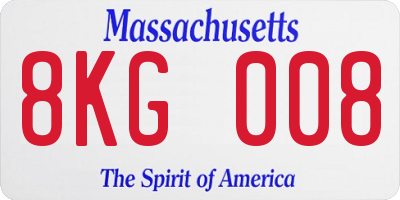 MA license plate 8KG008