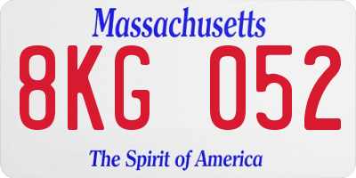 MA license plate 8KG052