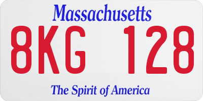 MA license plate 8KG128