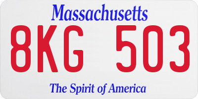 MA license plate 8KG503