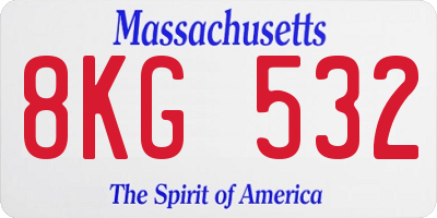MA license plate 8KG532