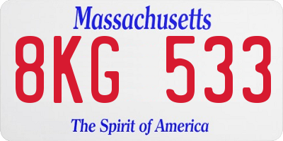 MA license plate 8KG533