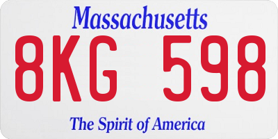 MA license plate 8KG598