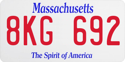 MA license plate 8KG692