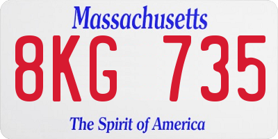 MA license plate 8KG735