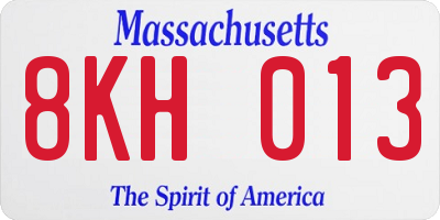MA license plate 8KH013
