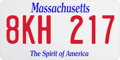 MA license plate 8KH217
