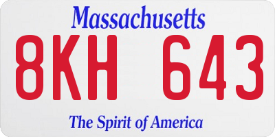 MA license plate 8KH643