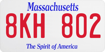 MA license plate 8KH802