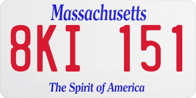 MA license plate 8KI151