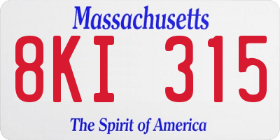 MA license plate 8KI315