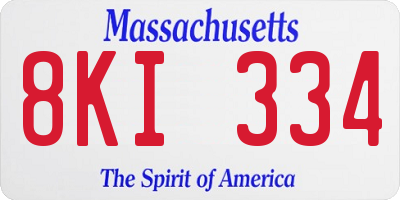 MA license plate 8KI334