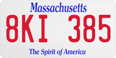 MA license plate 8KI385