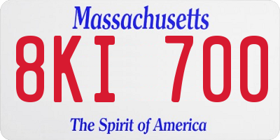 MA license plate 8KI700