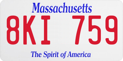 MA license plate 8KI759