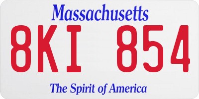 MA license plate 8KI854