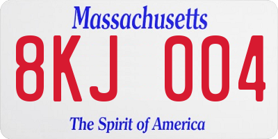 MA license plate 8KJ004