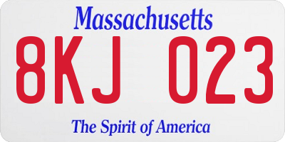 MA license plate 8KJ023