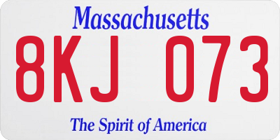 MA license plate 8KJ073