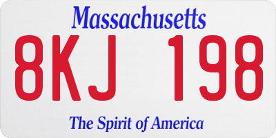 MA license plate 8KJ198