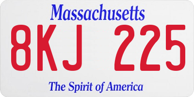 MA license plate 8KJ225