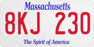 MA license plate 8KJ230