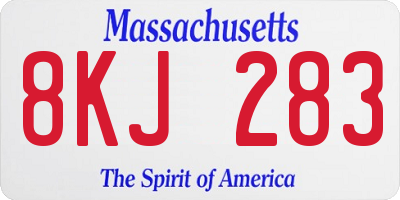 MA license plate 8KJ283