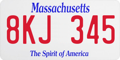MA license plate 8KJ345