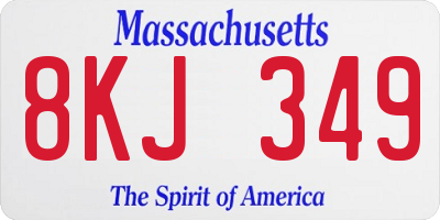 MA license plate 8KJ349