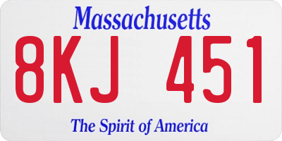 MA license plate 8KJ451
