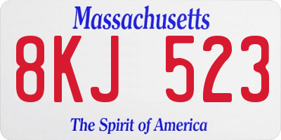MA license plate 8KJ523