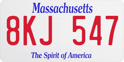 MA license plate 8KJ547