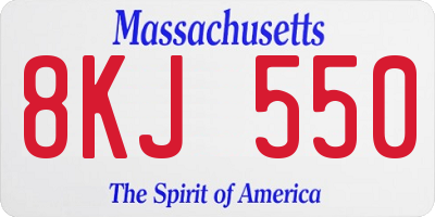 MA license plate 8KJ550