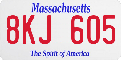 MA license plate 8KJ605