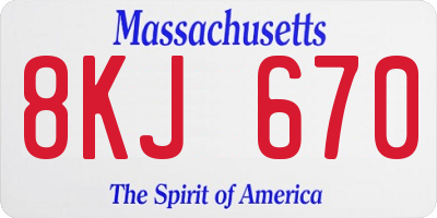 MA license plate 8KJ670