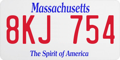 MA license plate 8KJ754