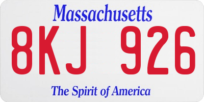 MA license plate 8KJ926