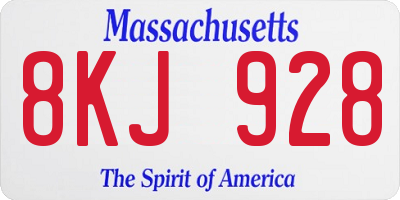 MA license plate 8KJ928