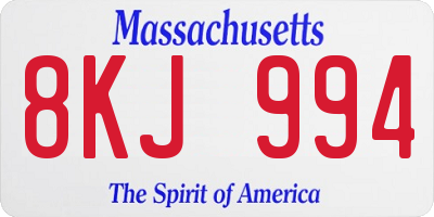 MA license plate 8KJ994