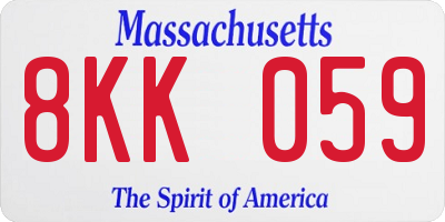MA license plate 8KK059