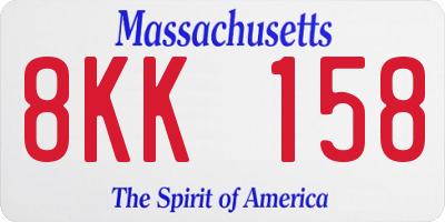 MA license plate 8KK158