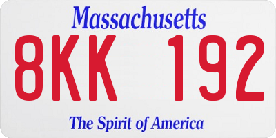 MA license plate 8KK192