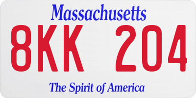 MA license plate 8KK204