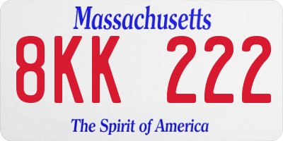 MA license plate 8KK222