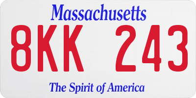 MA license plate 8KK243