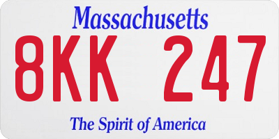 MA license plate 8KK247