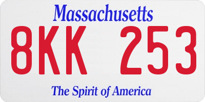MA license plate 8KK253